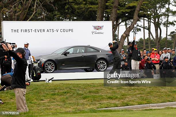 Rory McIlroy tees off the 9th hole in the World Golf Championships at Harding Park in San Francisco, CA.