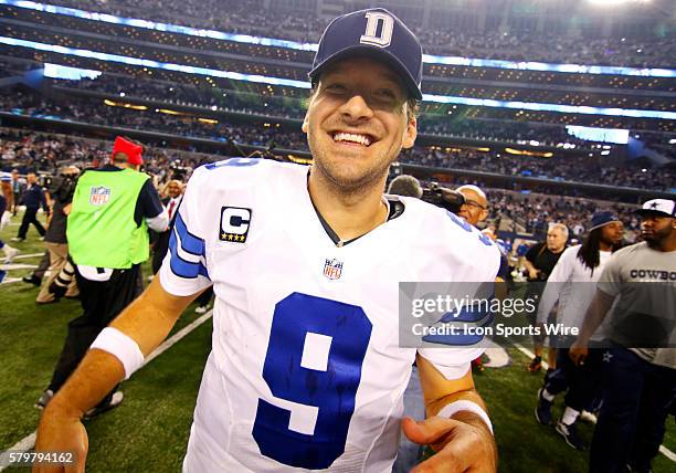 Dallas Cowboys Quarterback Tony Romo [3808] following an NFL regular season game between the Indianapolis Colts and Dallas Cowboys at AT&T Stadium in...