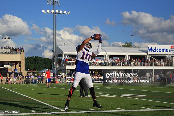 Buffalo Bills wide receiver Robert Woods makes a catch during the Buffalo Bills Training Camp at St. John Fisher College in Pittsford, New York.