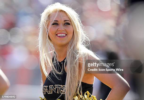 New Orleans Saintsation Cheerleader Taylor performs during the Senior Bowl at Ladd-Peebles Stadium in Mobile, Ala. South squad won 27-16 over the...