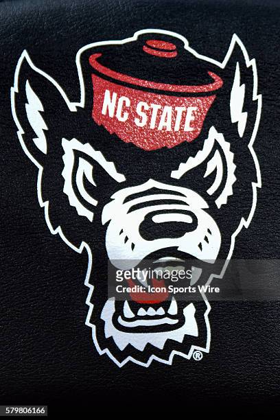State Wolfpack Logo on bench at the PNC Arena, Raleigh, NC.