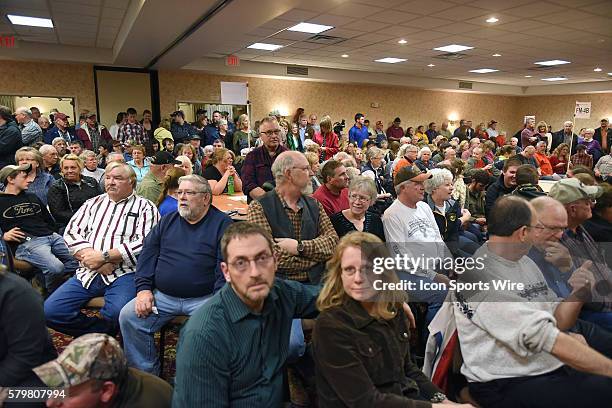 Part of the standing room only crowd during a local Republican Party caucus as part of the Iowa Caucus in Fort Madison, Iowa. Fort Madison area...