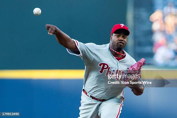 Philadelphia Phillies Starting pitcher Jerome Williams [3278] during the National League Eastern Division match-up between the Philadelphia Phillies...