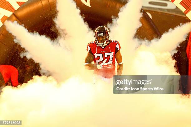 December 28, 2014 Atlanta Falcons cornerback Robert McClain is introduced before the game between the Carolina Panthers and the Atlanta Falcons. The...