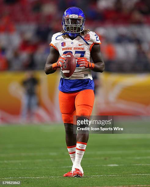 Boise State Broncos running back Jay Ajayi during warm ups before the Vizio Fiesta Bowl game between the Arizona Wildcats and the Boise State Broncos...