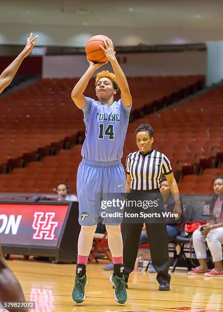 Tulane Green Wave guard Taylor Emery during the NCAA Women's basketball game between the Tulane Green Wave and Houston Cougars at Hofheinz Pavilion...