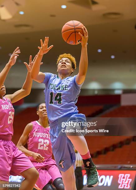 Tulane Green Wave guard Taylor Emery during the NCAA Women's basketball game between the Tulane Green Wave and Houston Cougars at Hofheinz Pavilion...