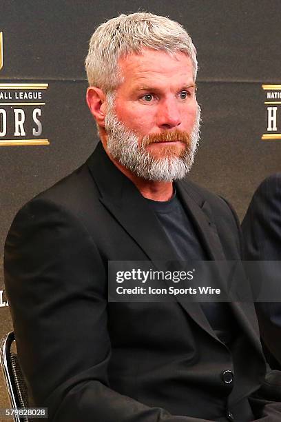 Former NFL quarterback Brett Favre elected to the Pro Football Hall of Fame Class of 2016 and announced at the 5th Annual NFL Honors at the Bill...