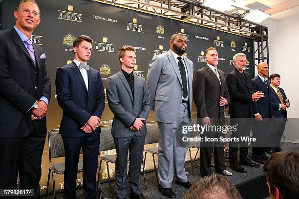 Pro Football Hall of Fame Class of 2016 from left to right Dick Stanfel represented by his son,Ken Stabler represented by his grand sons ,Orlando...