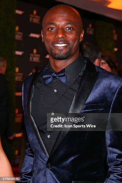 Super Bowl XLIII MVP Santonio Holmes on the Red Carpet at the 5th Annual NFL Honors at the Bill Graham Civic Auditorium in San Francisco California.