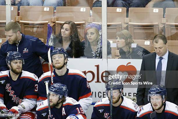 The Monarchs Promo Team taunts the Hartford bench in the final minutes of the game. The Manchester Monarchs defeated the Hartford Wolf Pack 3-2 in...