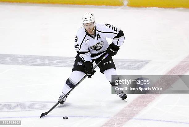 Manchester Monarchs right wing Brian O'Neill . The Manchester Monarchs defeated the Hartford Wolf Pack 3-2 in Game 1 of the Eastern Conference Finals...