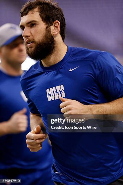 Indianapolis Colts quarterback Andrew Luck in action during the AFC Wild-Card football game between the Cincinnati Bengals vs Indianapolis Colts at...