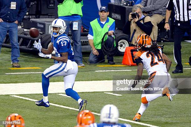 Indianapolis Colts wide receiver T.Y. Hilton in action during the NFL AFC Wild Card football game between the Indianapolis Colts and Cincinnati...