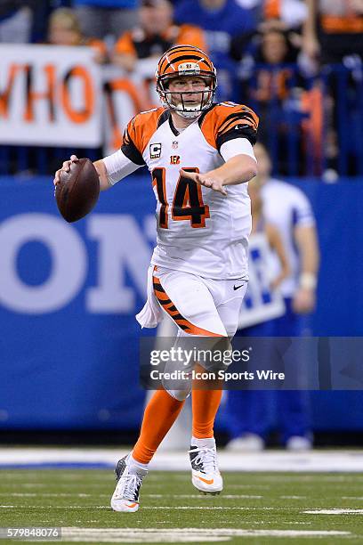 Cincinnati Bengals quarterback Andy Dalton in action during the NFL AFC Wild Card football game between the Indianapolis Colts and Cincinnati Bengals...