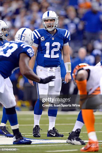 Indianapolis Colts quarterback Andrew Luck in action during the NFL AFC Wild Card football game between the Indianapolis Colts and Cincinnati Bengals...