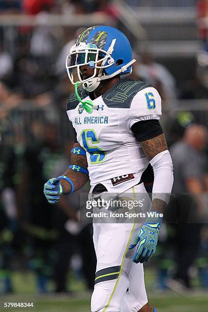 Team Highlight safety Derwin James during the 2015 Under Armour All-America Game at Tropicana Field in St. Petersburg, Florida.