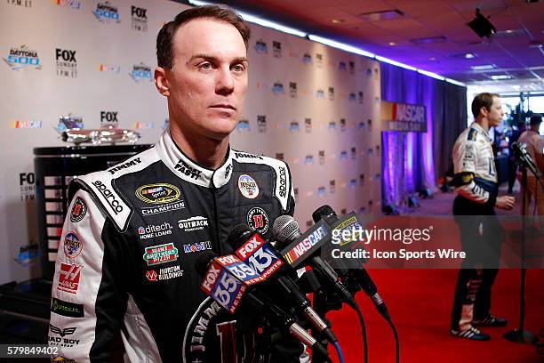 Sprint Cup Series - Kevin Harvick talks to media at NASCAR Speed Weeks at Daytona International Speedway in Daytona, FL.