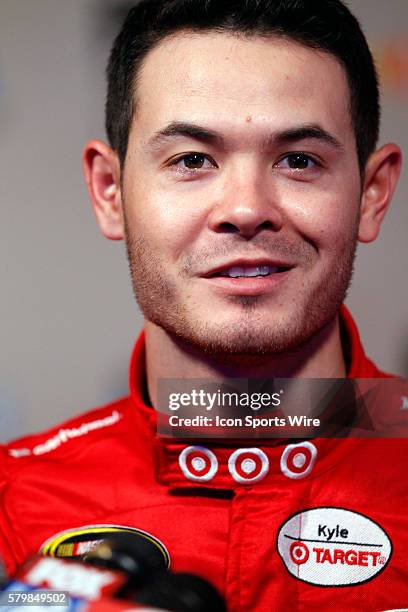 Sprint Cup Series - Kyle Larson talks to media at NASCAR Speed Weeks at Daytona International Speedway in Daytona, FL.