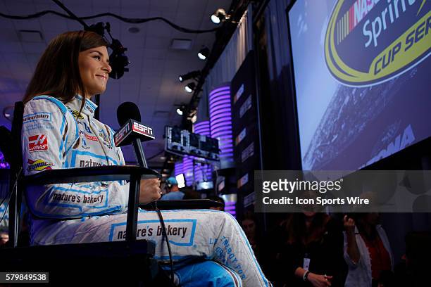 Sprint Cup Series - Danica Patrick talks to media at NASCAR Speed Weeks at Daytona International Speedway in Daytona, FL.