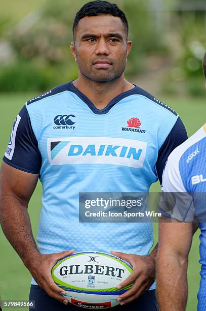 Waratahs player and veteran Wallabies No.8 Wycliff Palu pictured during the 2016 Asteron Life Super Rugby Media Launch event at Wet'n'Wild Sydney in...