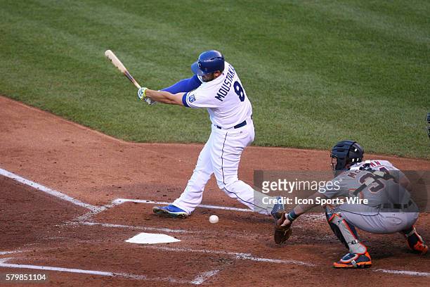 Kansas City Royals third baseman Mike Moustakas [7040] strikes out early in a game against the Detroit Tigers at Kauffman Stadium in Kansas City, MO....
