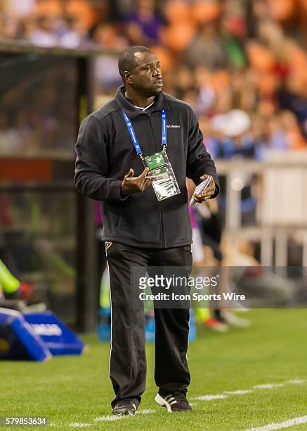 Trinidad & Tobago Head Coach Richard Hood during the Women's Olympic semi-final qualifying match between USA and Trinidad & Tobago at BBVA Compass...