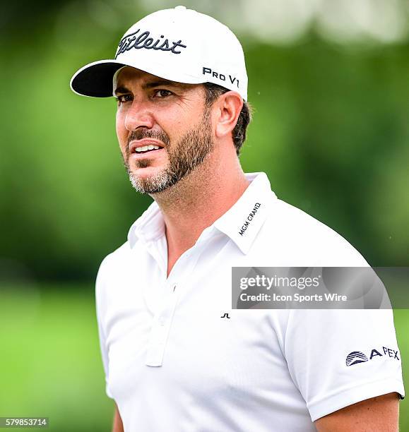 Scott Piercy departs during final round action of the Crowne Plaza Invitational at Colonial in Ft. Worth, Texas.