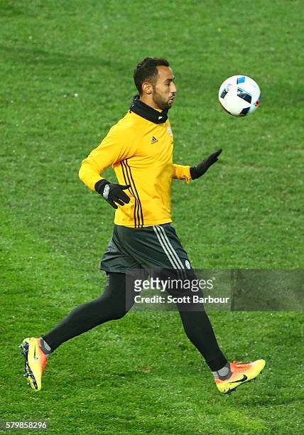 Medhi Benatia of Juventus controls the ball during a Juventus FC training session at AAMI Park on July 25, 2016 in Melbourne, Australia.