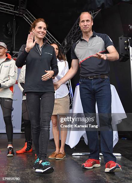 Catherine, Duchess of Cambridge and Prince William, Duke of Cambridge attend the America's Cup World Series at the Race Village on July 24, 2016 in...