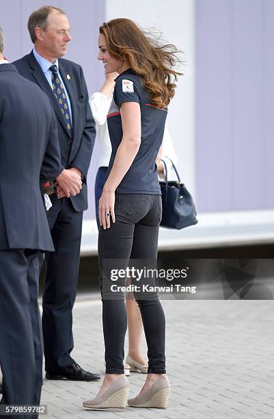 Catherine, Duchess of Cambridge attends the America's Cup World Series at BAR HQ on July 24, 2016 in Portsmouth, England.