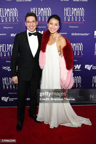 Michael Falzon and Jane Caro arrives ahead of the 16th Annual Helpmann Awards at Lyric Theatre, Star City on July 25, 2016 in Sydney, Australia.