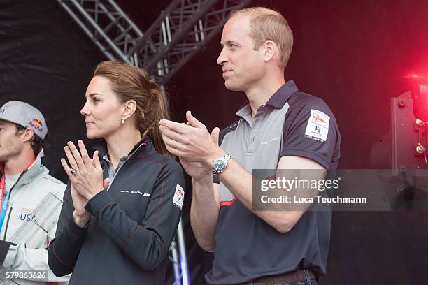 Catherine, Duchess of Cambridge and Prince William, Duke of Cambridge attends the America's Cup World Series at the Race Village on July 24, 2016 in...