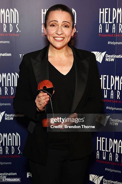 Lee Lewis poses with the award for Best Direction of a play in the awards room at 16th Annual Helpmann Awards at Lyric Theatre, Star City on July 25,...