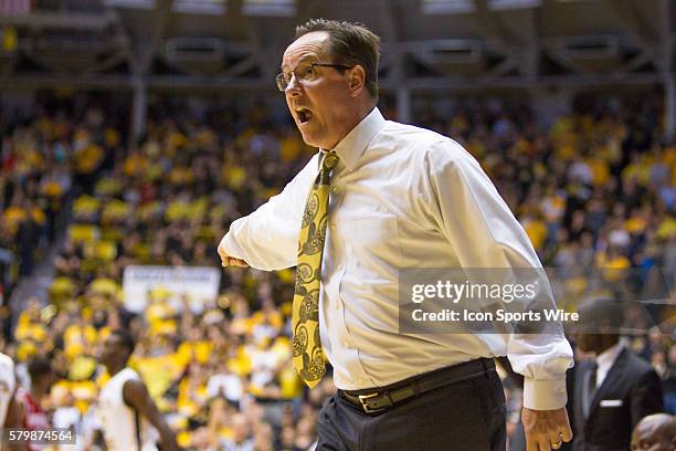 Wichita State Shockers head coach Gregg Marshall expresses his displeasure with a call during the NCAA Missouri Valley Conference mens basketball...