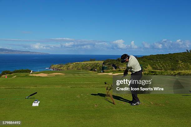 Bubba Watson tees off on number eleven during the Second Round of the Hyundai Tournament of Champions at Kapalua Plantation Course on Maui, HI.