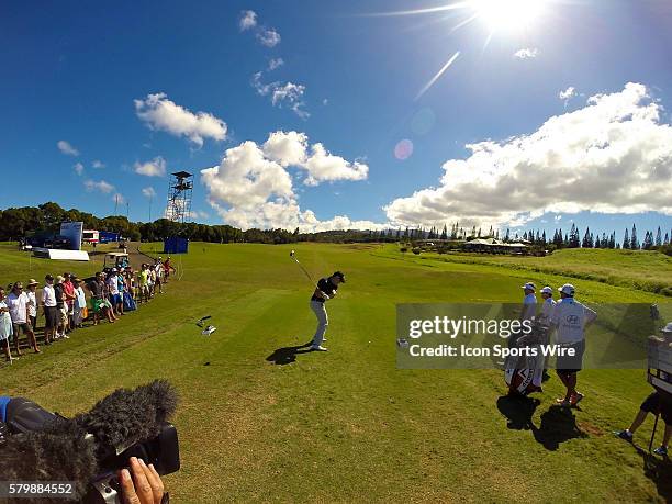 Sang-Moon Bae tees off on number fourteen during the Second Round of the Hyundai Tournament of Champions at Kapalua Plantation Course on Maui, HI.