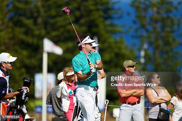 Bubba Watson tees off on number three during the Final Round of the Hyundai Tournament of Champions at Kapalua Plantation Course on Maui, HI.