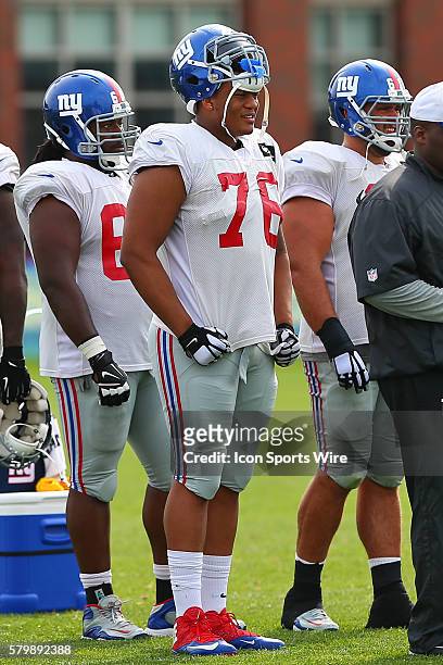 New York Giants offensive tackle Ereck Flowers during practice at the TIMEX Performance Center in East Rutherford,NJ.