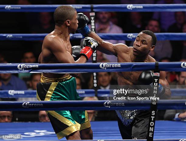 Brandon Adams fights against Lekan Aken Byfield during the undercard fight for the Willie Monroe versus Bryan Vera fight at Turning Stone Resort...