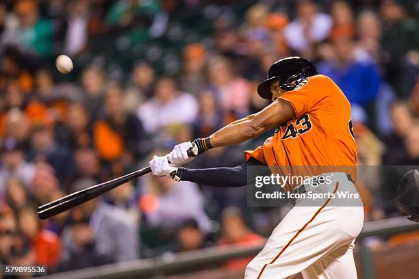 San Francisco Giants right fielder Justin Maxwell pinch-hitting in the 8th inning, during the MLB game between the San Francisco Giants and the...