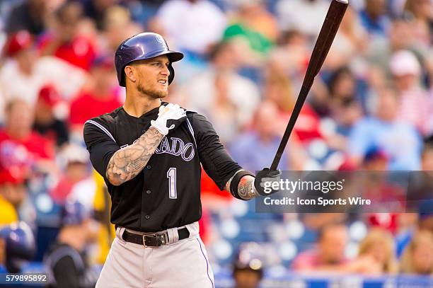 Colorado Rockies right fielder Brandon Barnes ready at the plate during the MLB game between the Colorado Rockies and the Philadelphia Phillies...