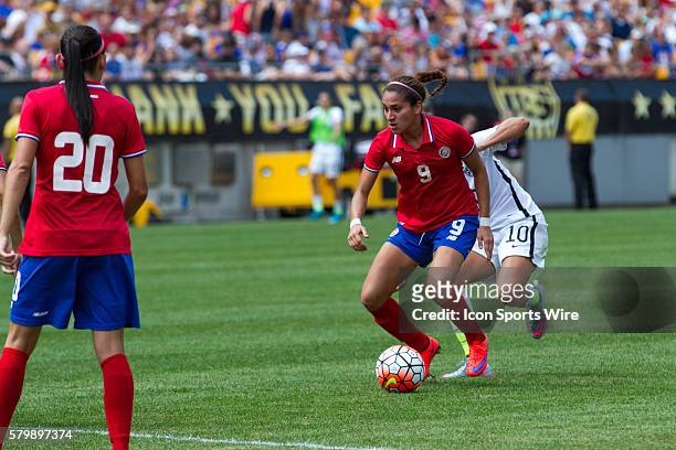 Costa Rica Forward Carolina Venegas looks to shoot during the game between Costa Rica and the United States at Heinz Field in Pittsburgh, Pa. The...