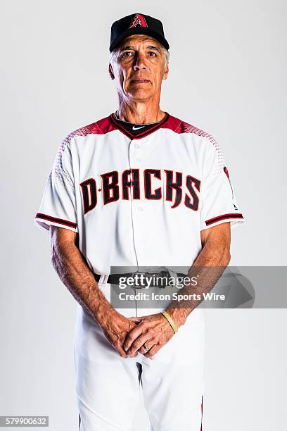 Coach Dave McKay poses for a portrait during the Arizona Diamondbacks photo day in Scottsdale, Ariz.