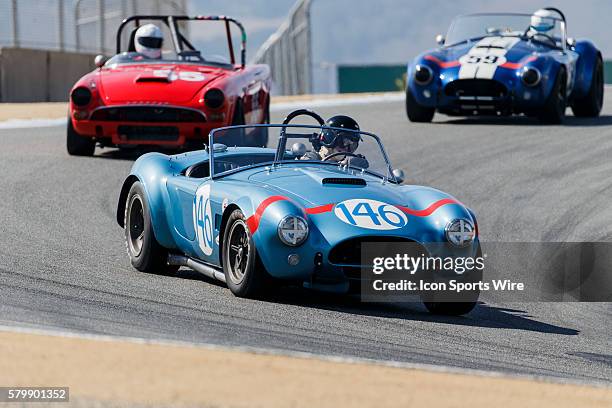 Cobra 289 driven by Chris Macallister from Indianapolis IN USA competed in Group 5B during the Rolex Monterey Motorsports Reunion held August...