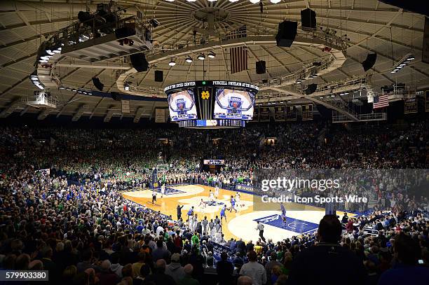 General view of the Purcell Pavillion at the Joyce Center in action during a game between the Duke Blue Devils and the Notre Dame Fighting Irish at...