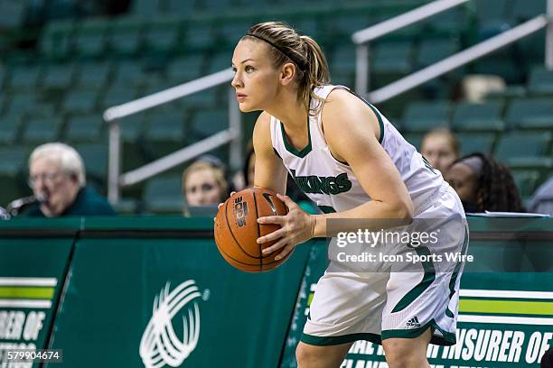 Cleveland State Vikings F Allison Mitchell with the basketball during the game between the Milwaukee Panthers and Cleveland State Vikings at the...