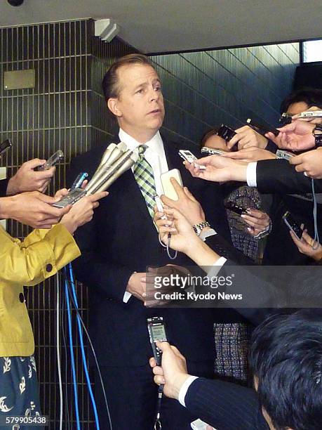 Japan - Glyn Davies, U.S. Special representative for North Korea policy, answers reporters' questions at the Foreign Ministry in Tokyo on Dec. 12...