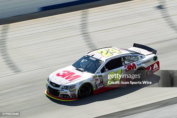 Jeff Gordon, NASCAR Sprint Cup Series driver of the 3M Chevrolet makes some laps during Saturday's first practice session for the FedEx 400...