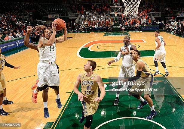 University of Miami guard Angel Rodriguez plays against Georgia Tech in Tech's 70-50 victory at BankUnited Center, Coral Gables, Florida.